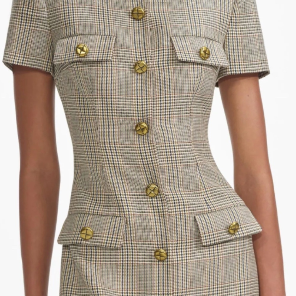 self-portrait Check Wool Mini Dress Size: US4 - MSRP $555 - NWT - Picture 9 of 10